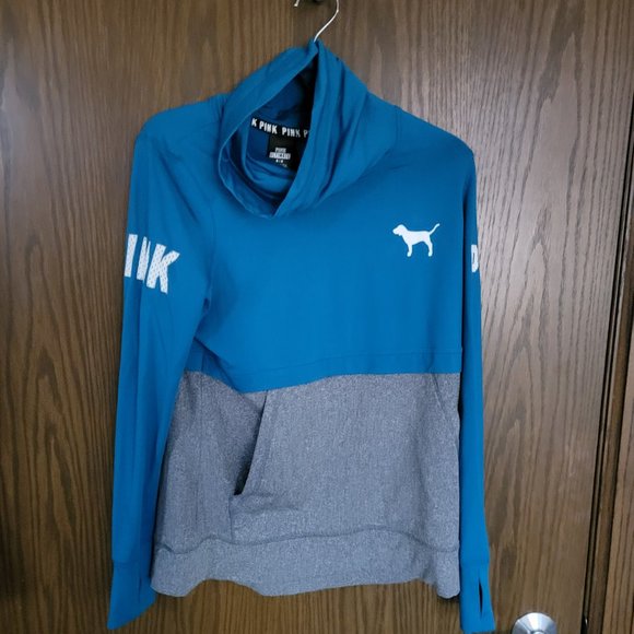 PINK ULTIMATE BY VICTORIA'S SECRET TEAL AND GREY PULLOVER SIZE MEDIUM - Picture 1 of 16